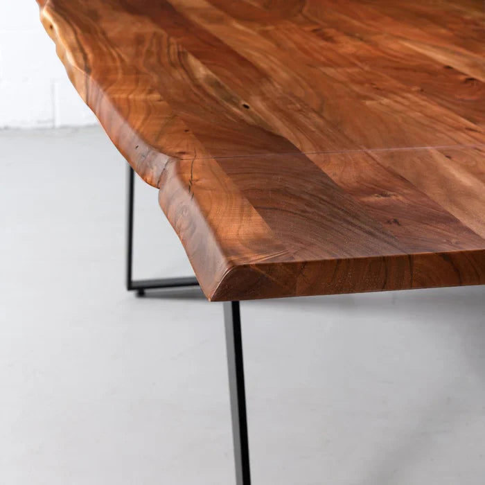 Colton Expandable Dining Table – Acacia Wood with Black Steel Base