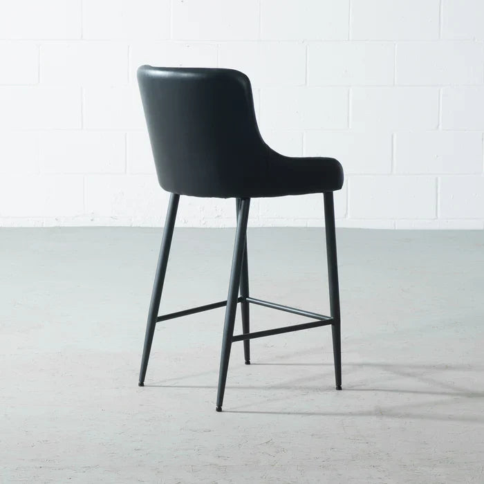 MATEO – Black Leather Bar Stool