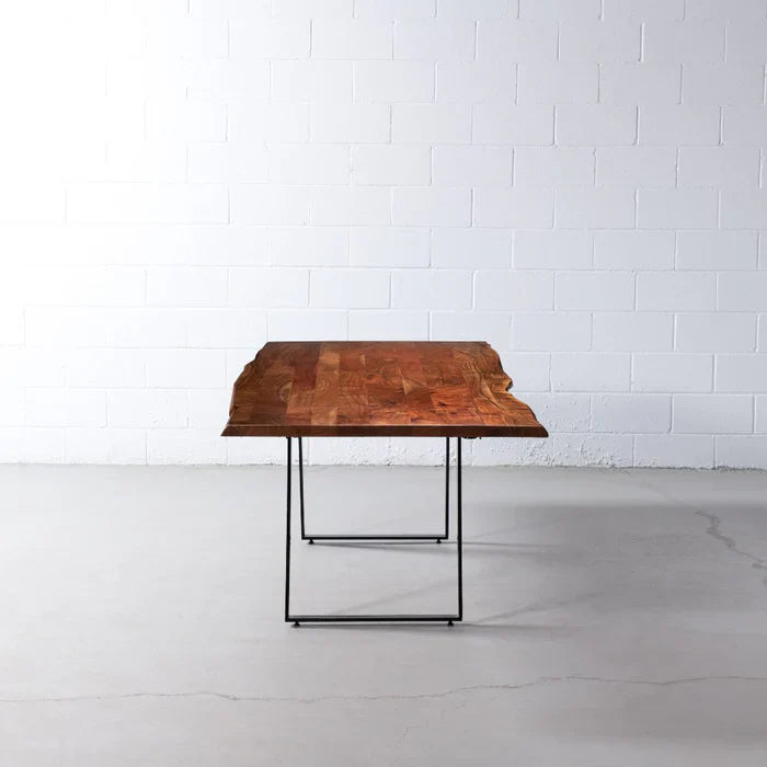 Colton Expandable Dining Table – Acacia Wood with Black Steel Base