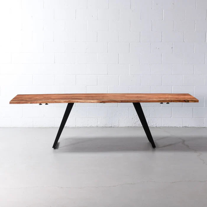 Colton Expandable Dining Table – Acacia Wood with Black Steel Base