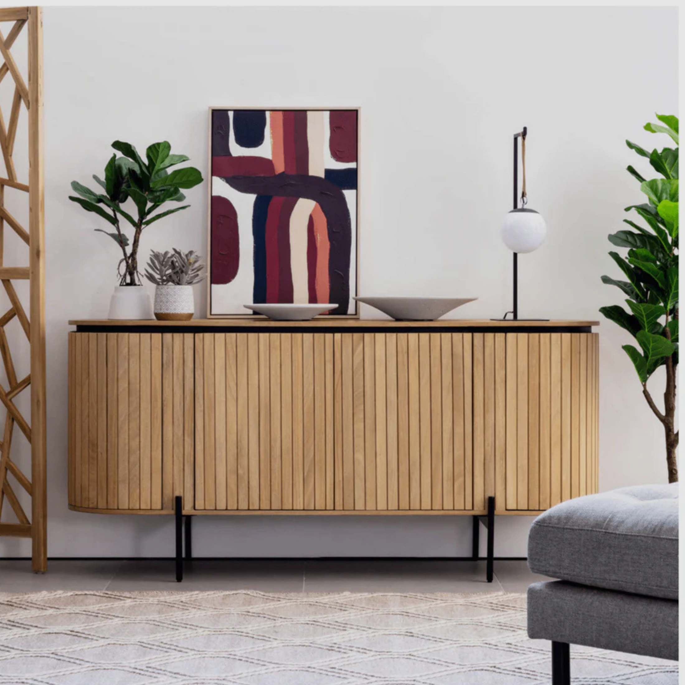 ORIEL Sideboard – Vertical Slat Elegance in Natural Oak