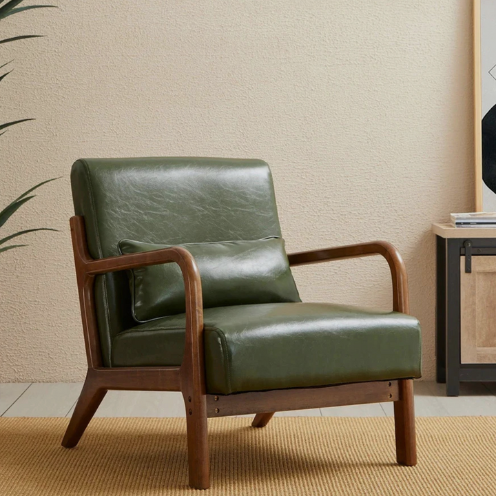 VERDE – Lounge Chair in Forest Green Leatherette