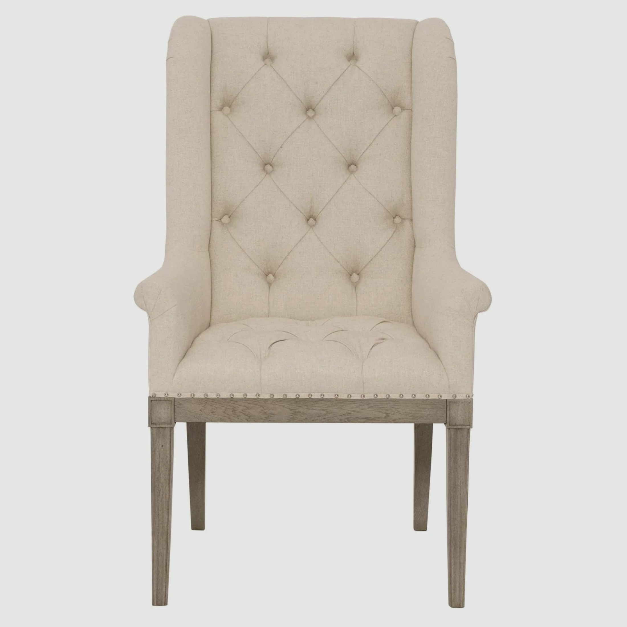 HEATHCLIFF Tufted Wingback Chair – Heritage Elegance in Natural Linen