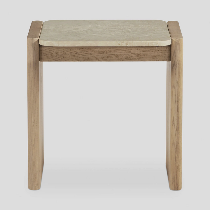 VISO End Table – Curved Minimalism in Wood & Stone