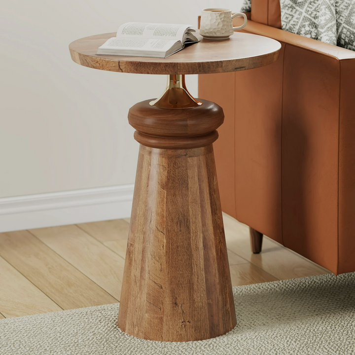 LYRA End Table – Faceted Geometry in Walnut Tone