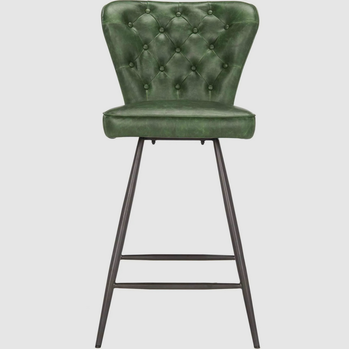 VELDA Bar Stool – Vintage Leather Meets Industrial Poise