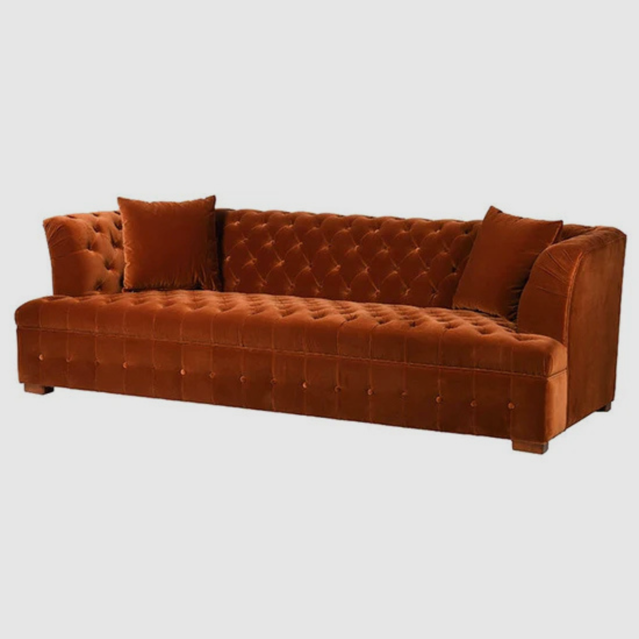 SIENA Tufted Velvet Sofa – Luxe Drama in Burnt Sienna