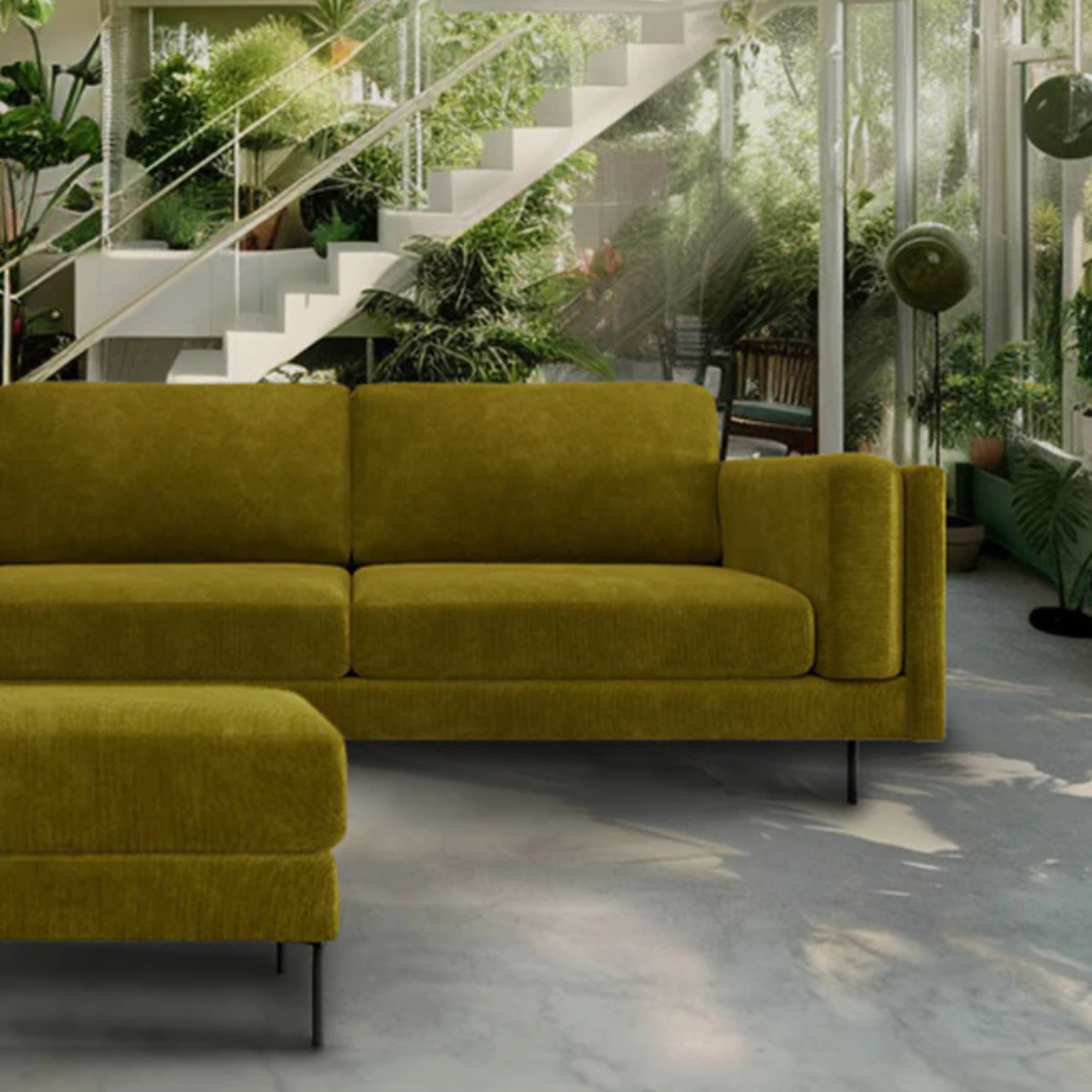 RYDER Corduroy Sofa – Modern Minimalism in Olive Grove