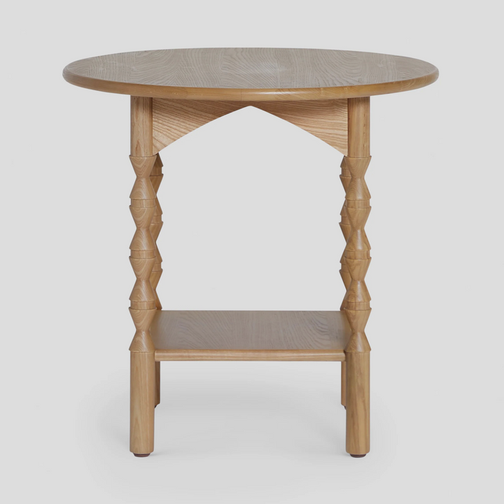 TALORA End Table – Sculpted Silhouette in Natural Wood