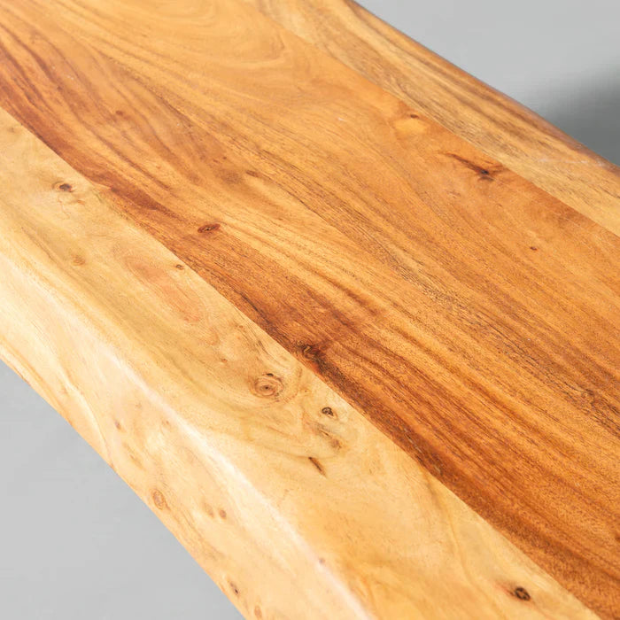 TIME – Acacia Live Edge Bench with Hourglass Black Legs