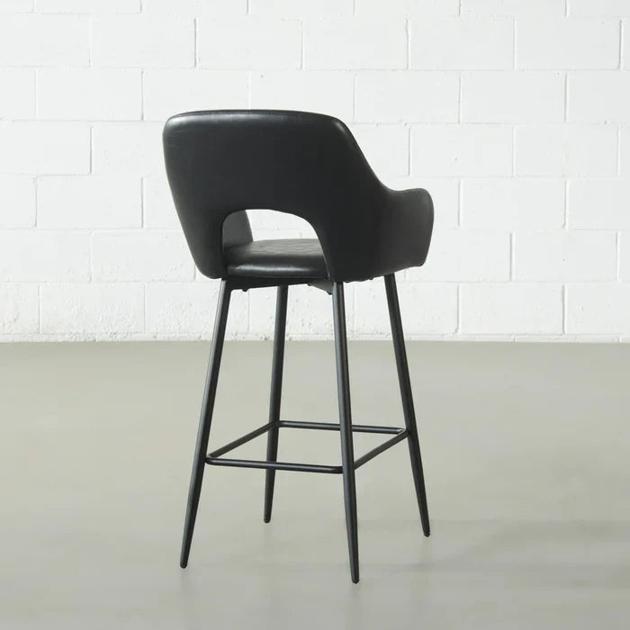 BROADWAY – Black Leather Counter Stool