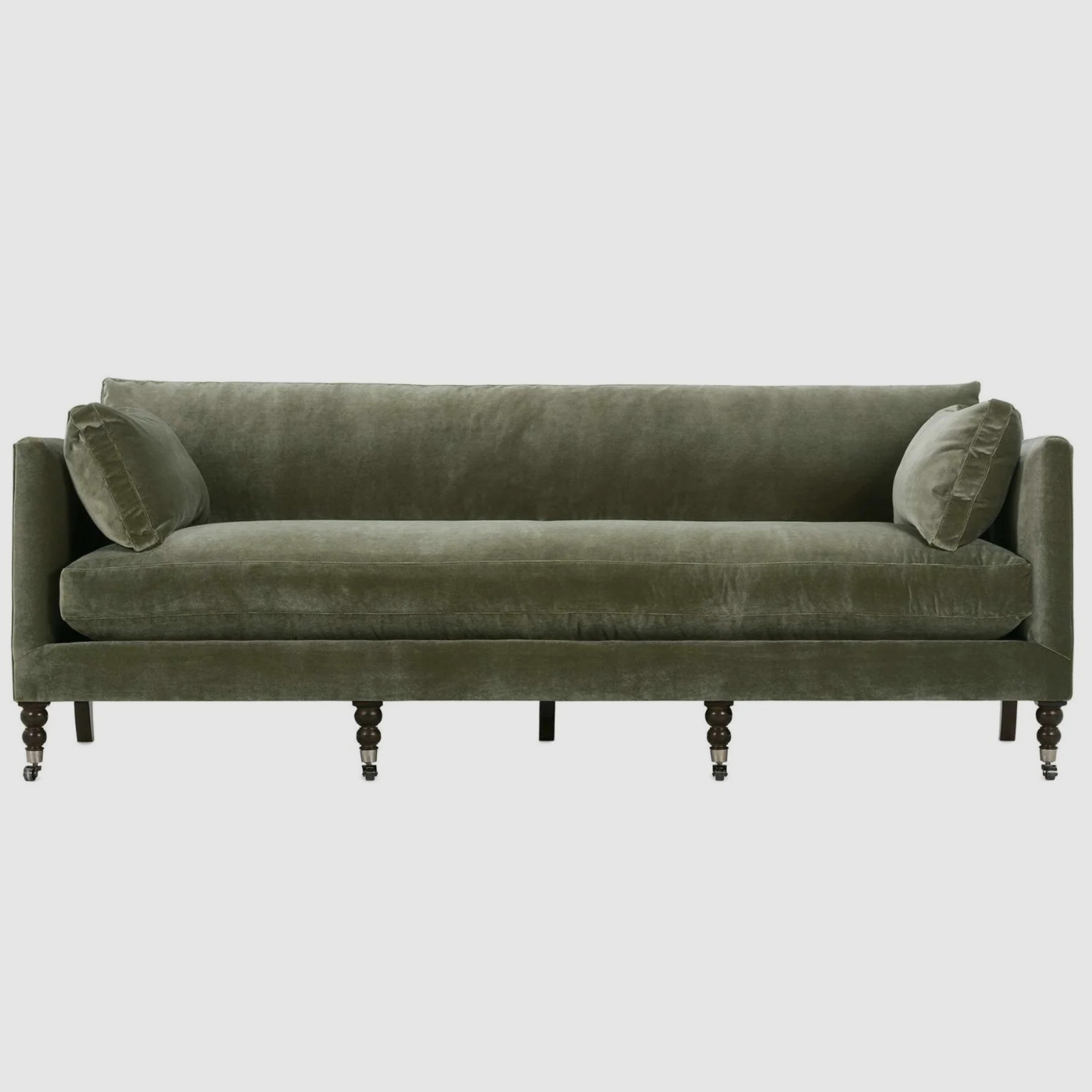 LUCIA Velvet Roll-Arm Sofa – Timeless Grace in Sage Mist