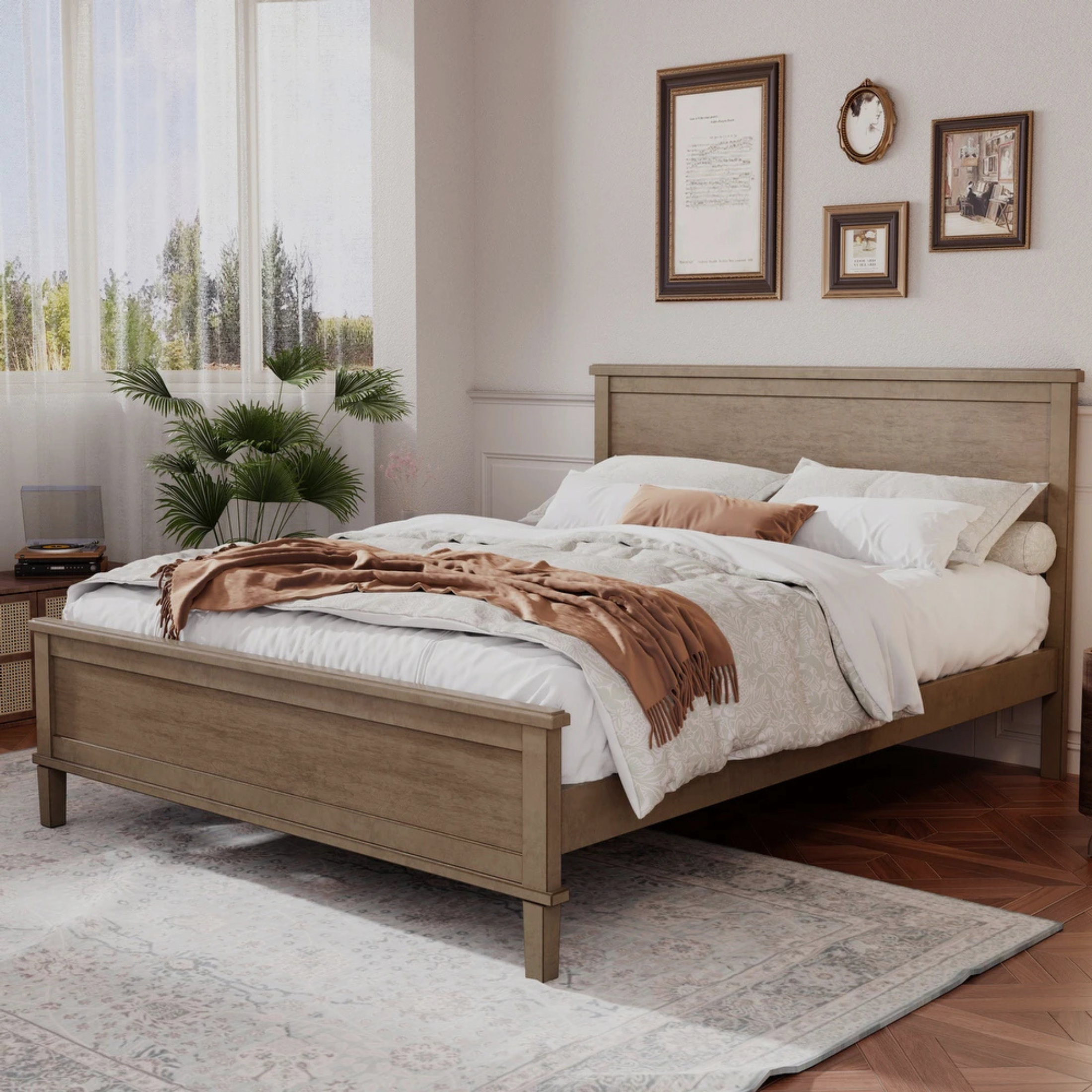 Mira Panel Bed – Dust Oak Mist