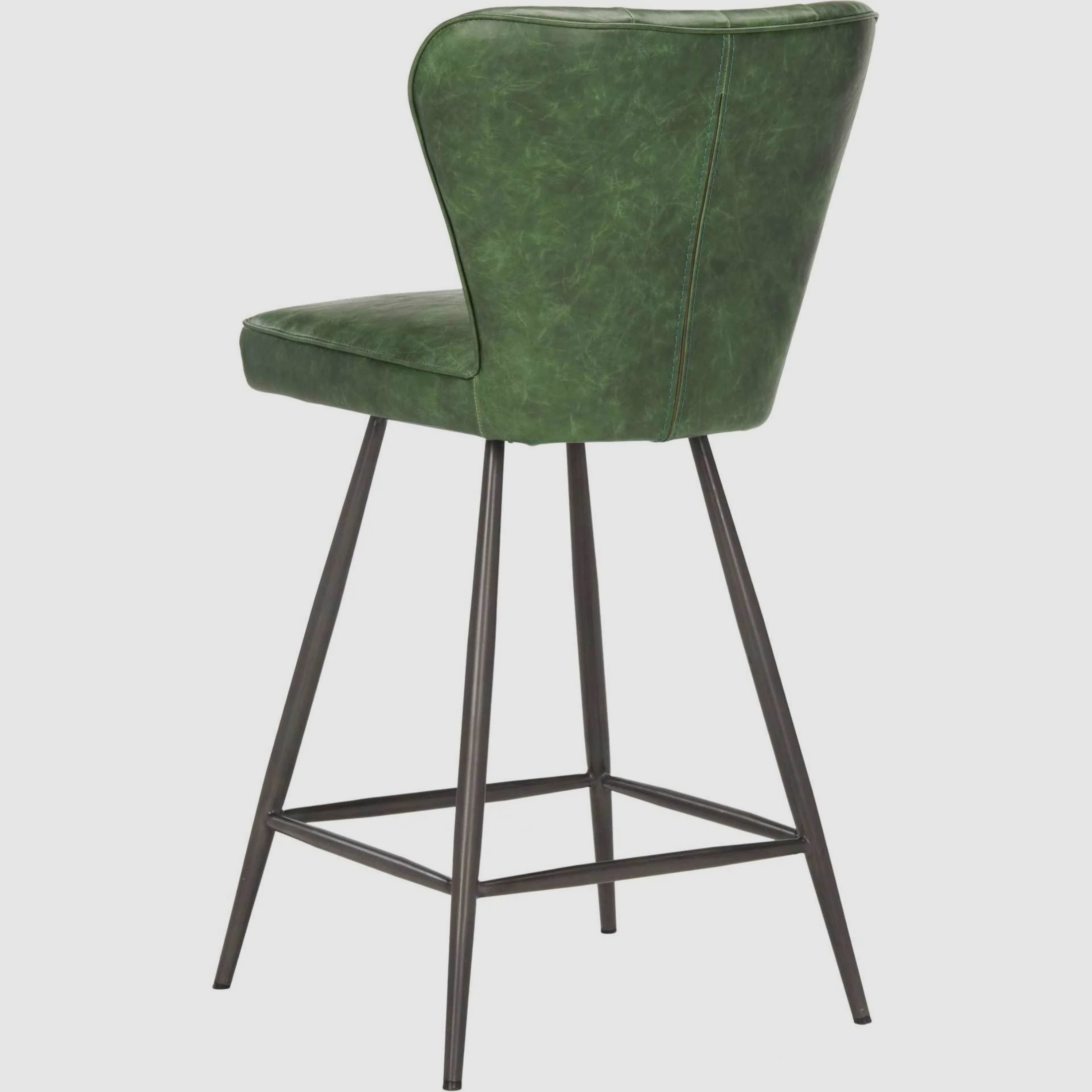 VELDA Bar Stool – Vintage Leather Meets Industrial Poise