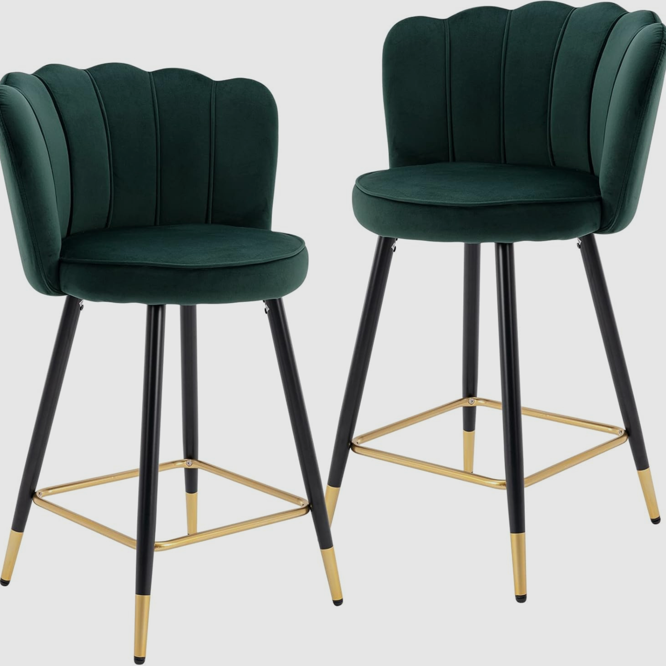DAHLIA Bar Stool – Petal-Back Elegance in Emerald Velvet