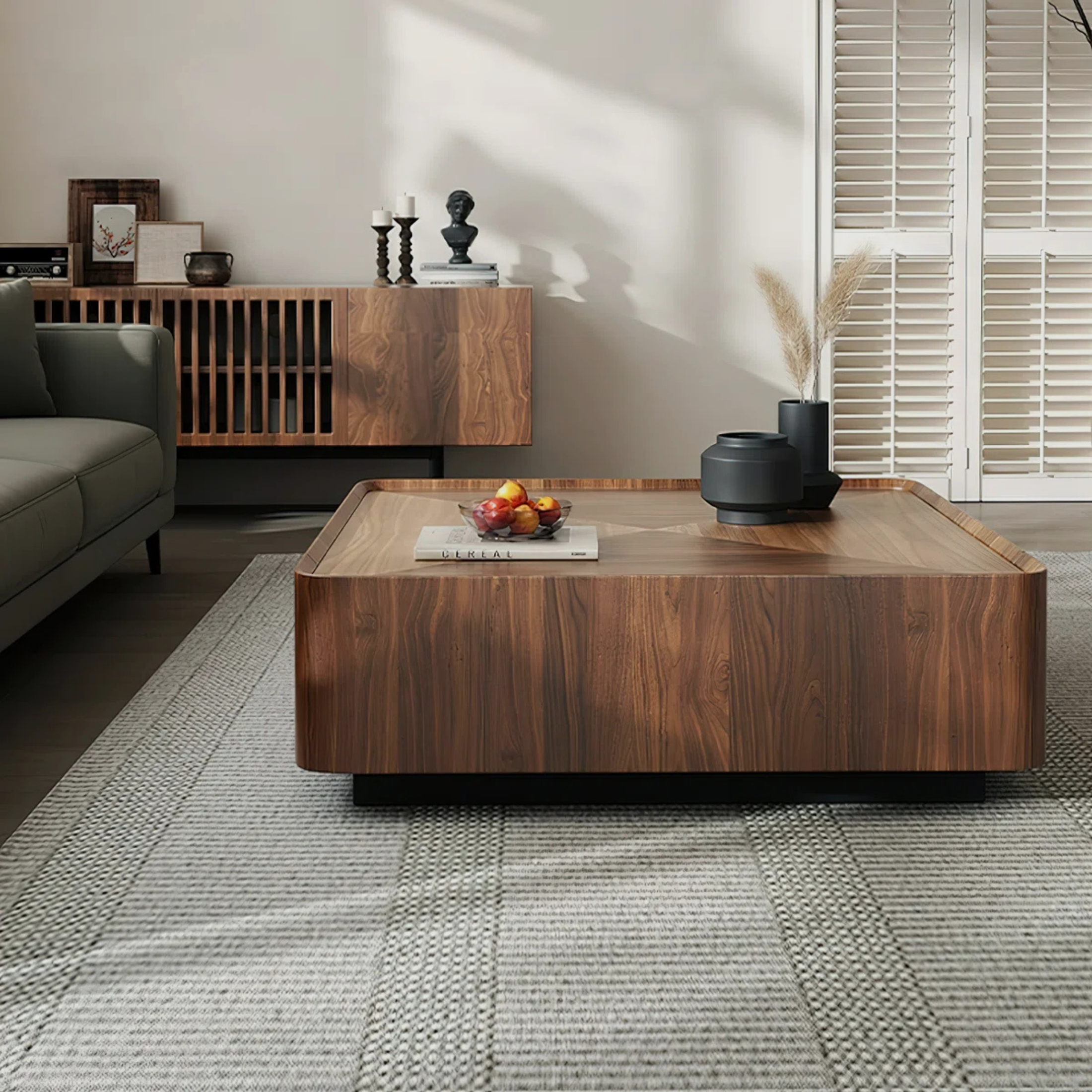 Velmor Coffee Table – Sculpted Warmth in Walnut