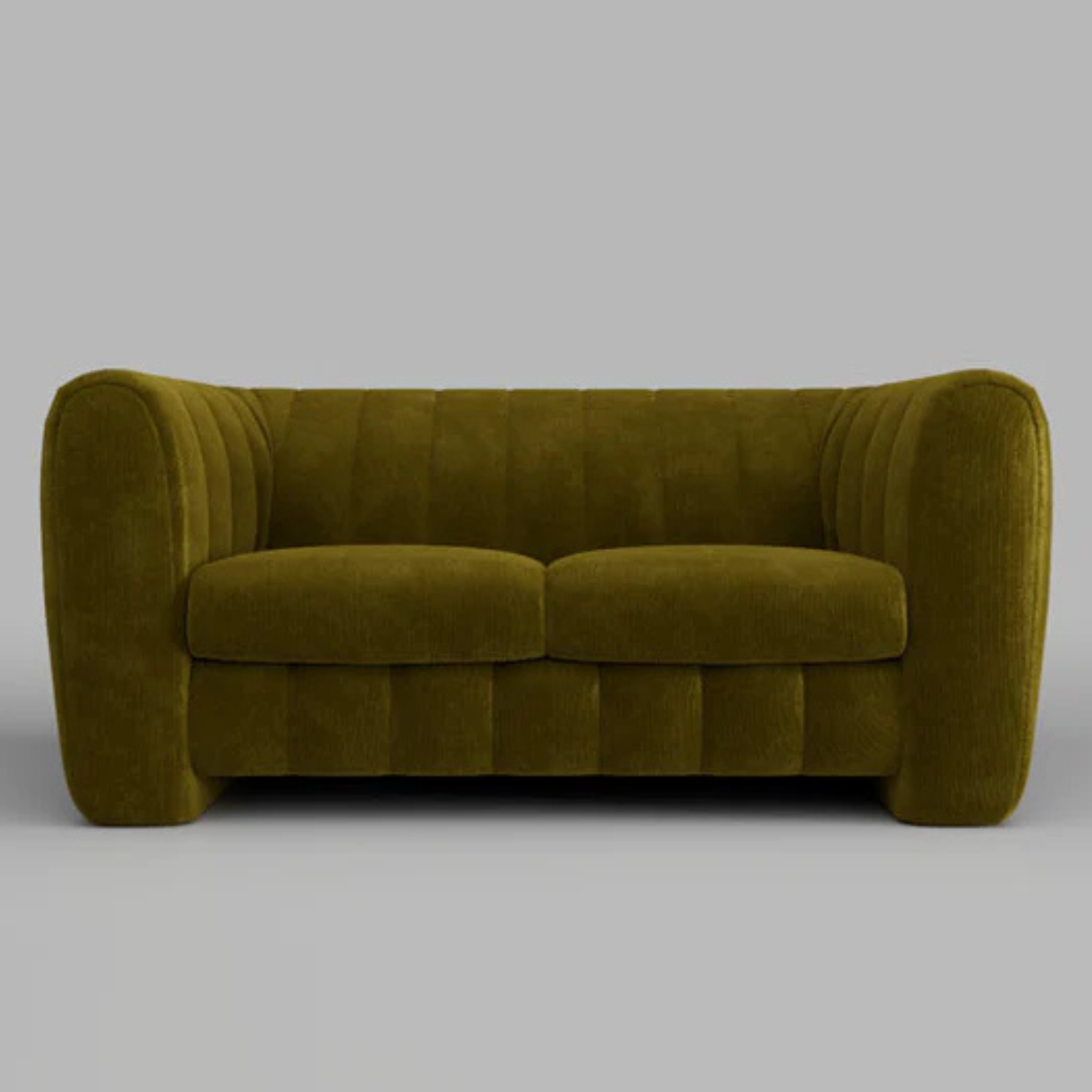 MILO Curved Corduroy Loveseat – Retro Cool in Olive Moss