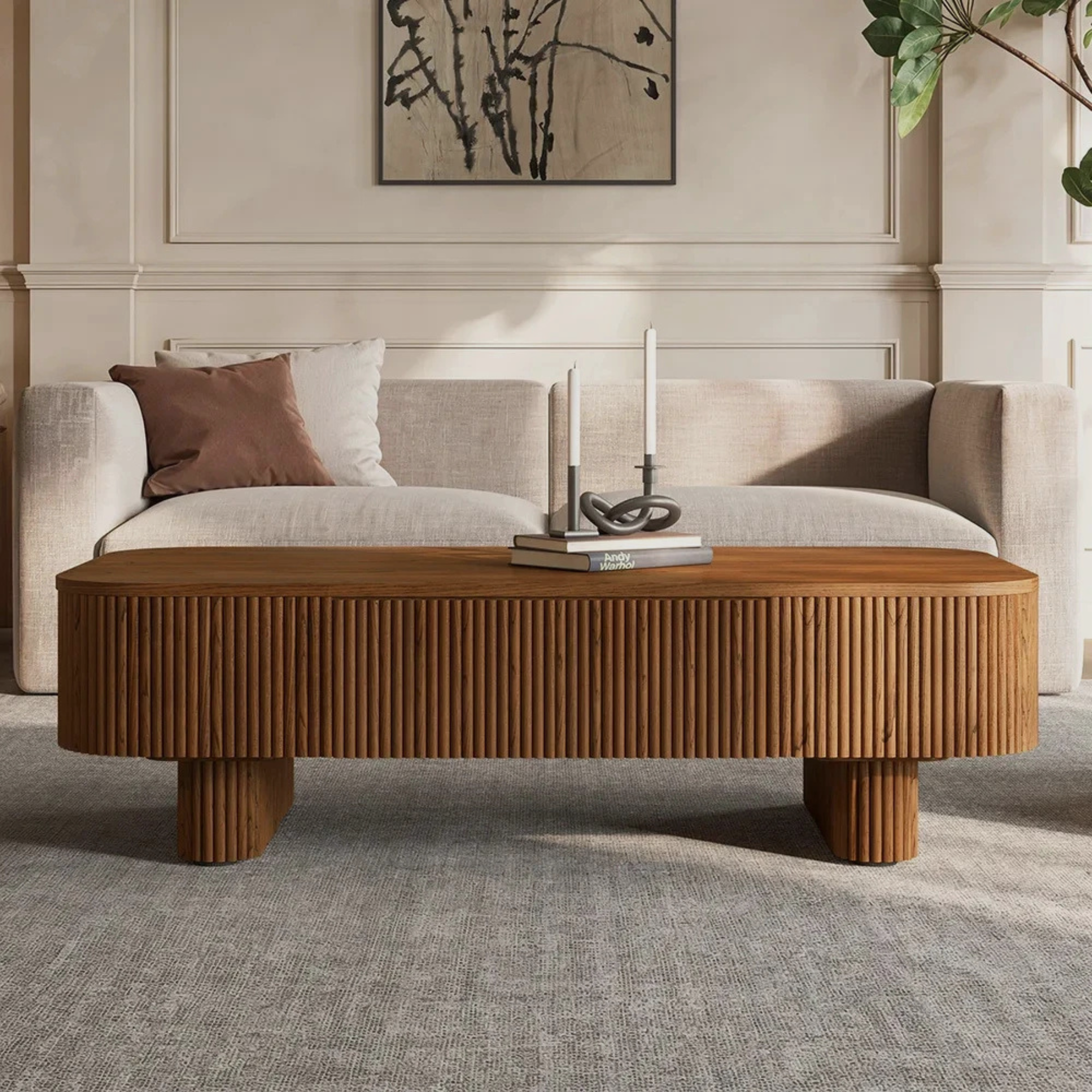 Ruvo Fluted Coffee Table – Bold Texture Meets Soft Curves