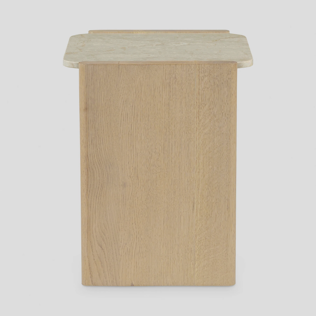 VISO End Table – Curved Minimalism in Wood & Stone