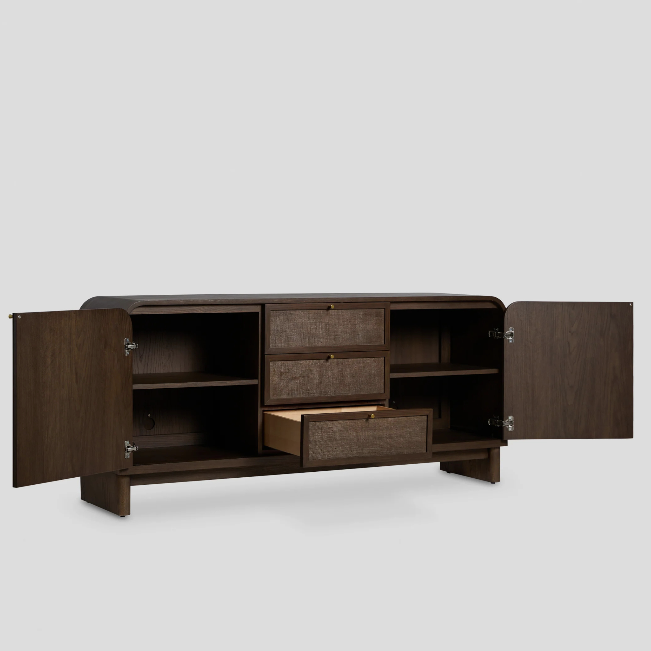Caligo Cane Sideboard – Dark Walnut Elegance