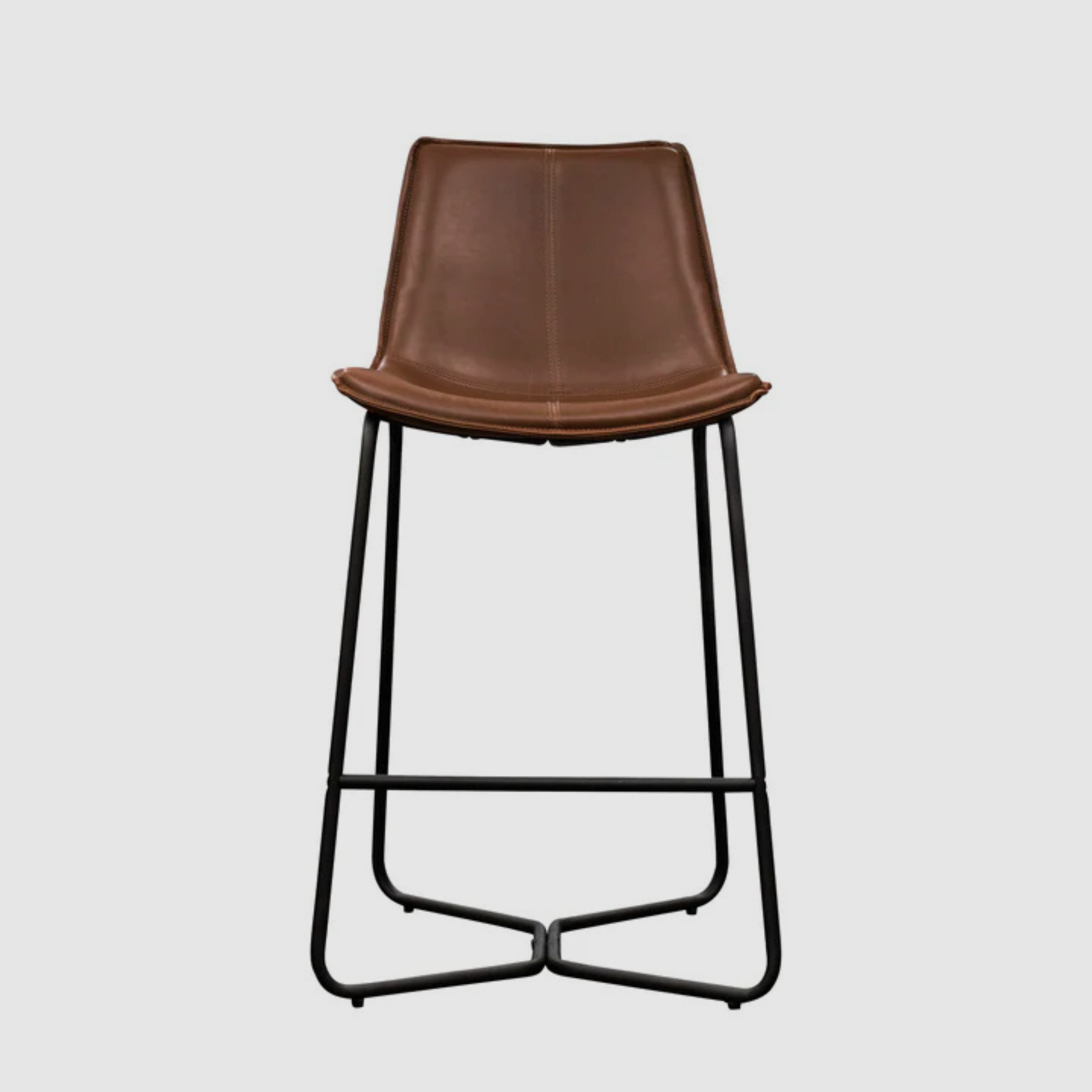LENNON Bar Stool – Sculpted Simplicity in Saddle Tan Leather