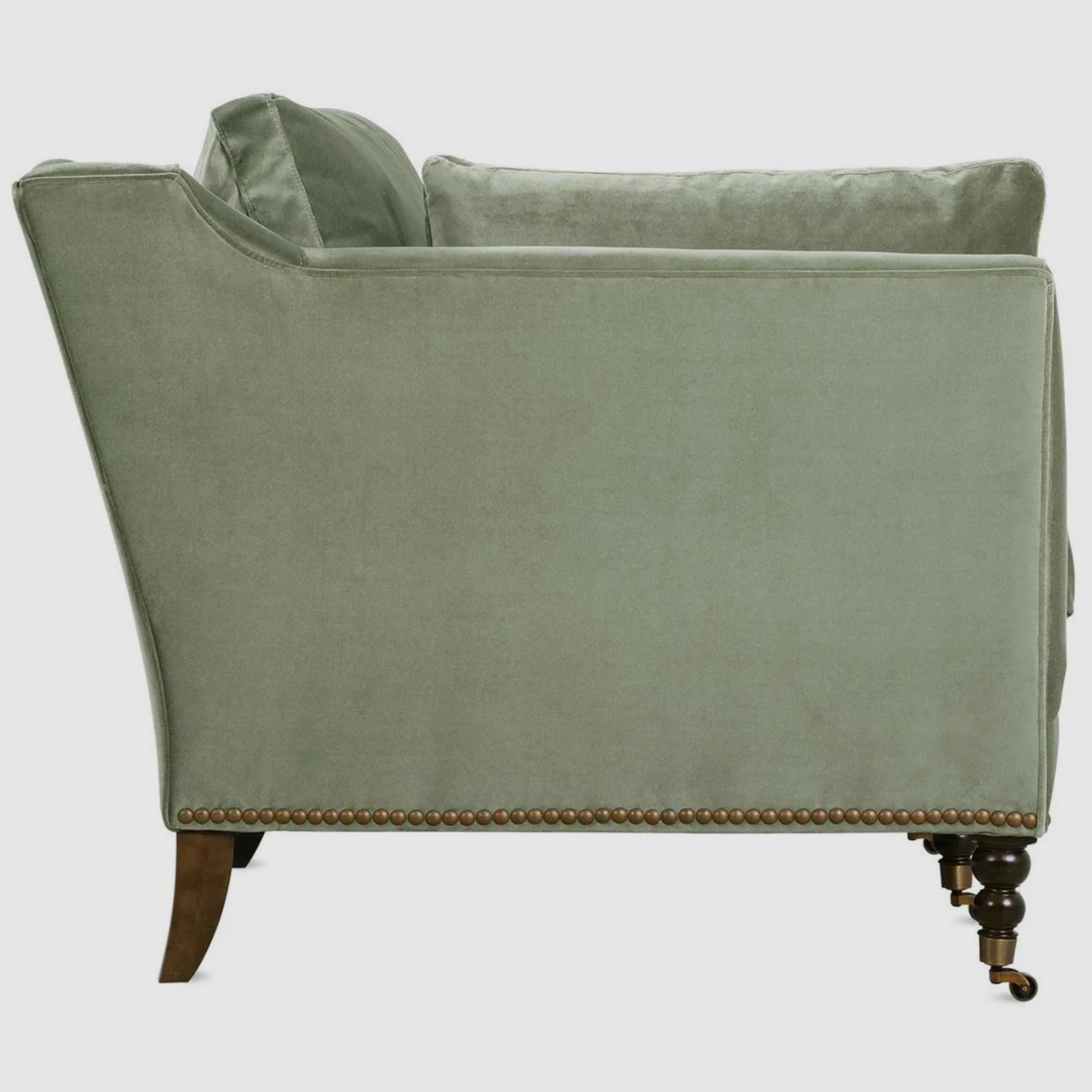 LUCIA Velvet Roll-Arm Sofa – Timeless Grace in Sage Mist