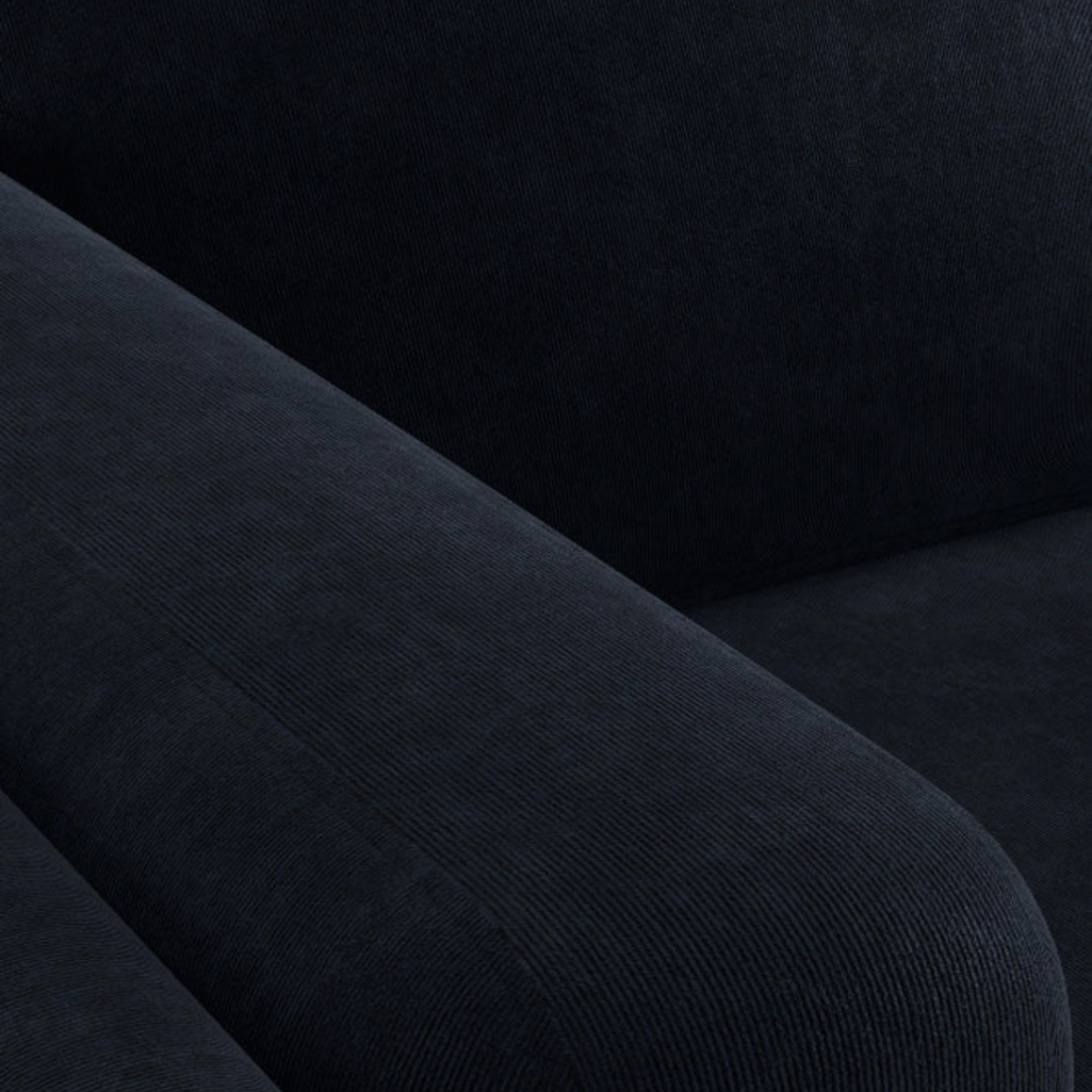 NOIR Corduroy Sofa – Sleek Serenity in Midnight Ink