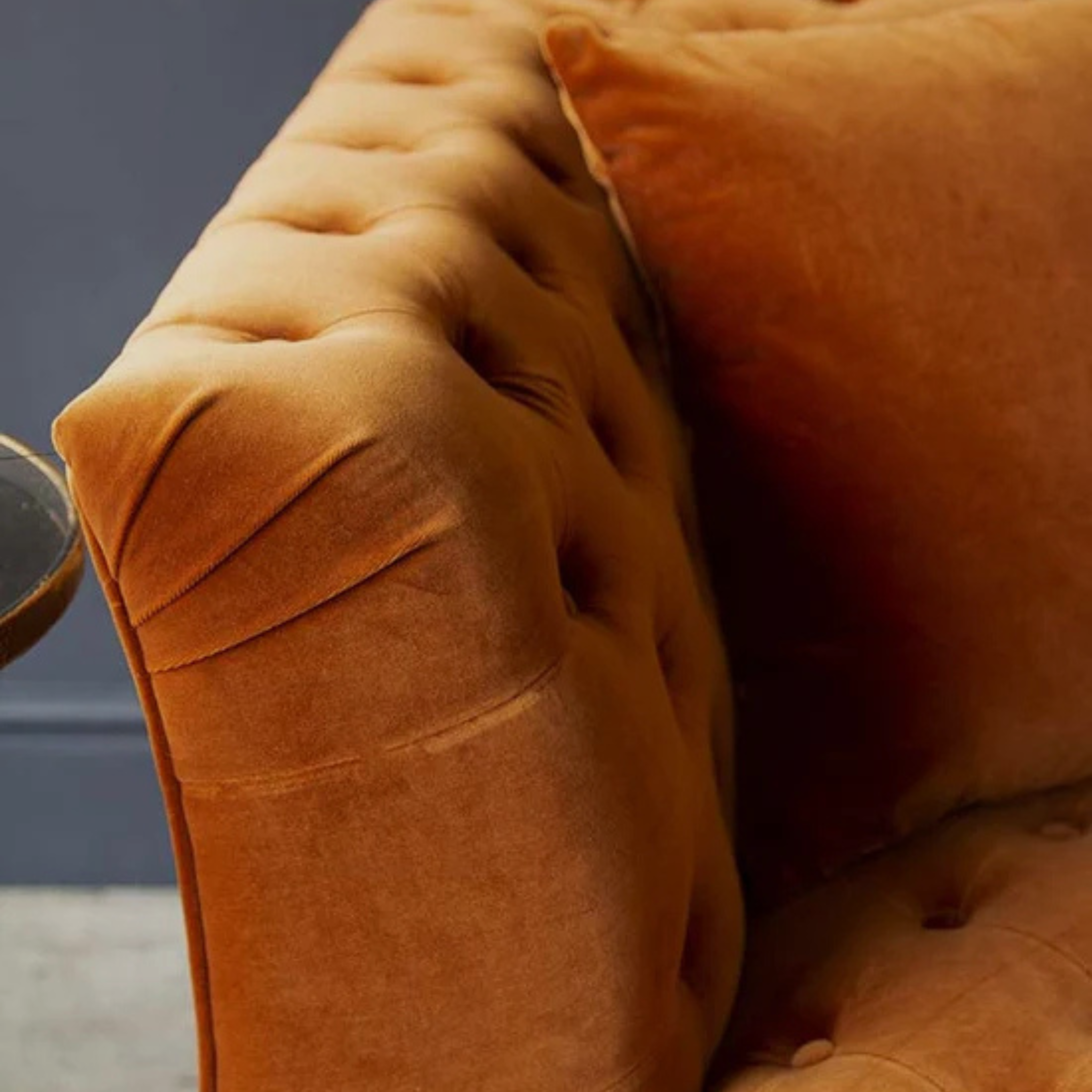 SIENA Tufted Velvet Sofa – Luxe Drama in Burnt Sienna