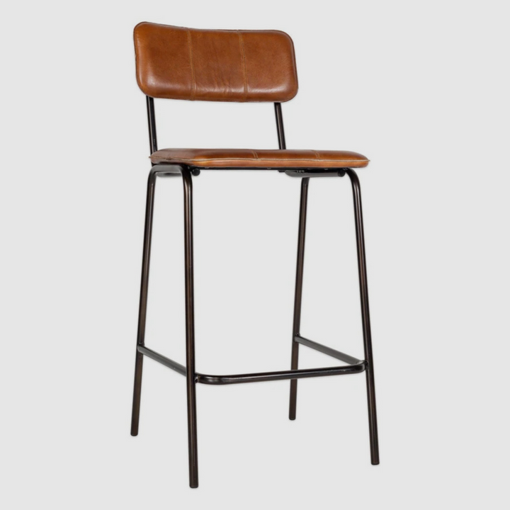 VINTA Leather Bar Stool – Classic Charm, Contemporary Frame