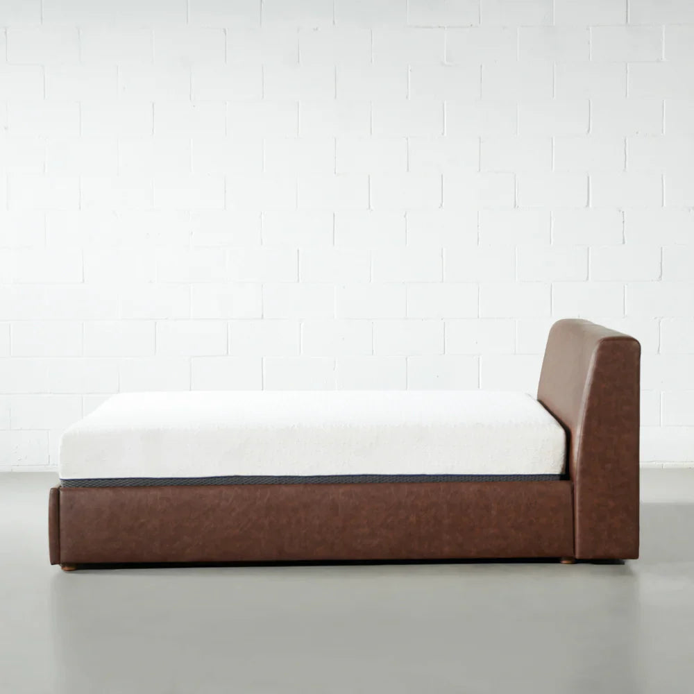 HARPER – Brown Vegan Leather Lift-Up Storage Platform Bed