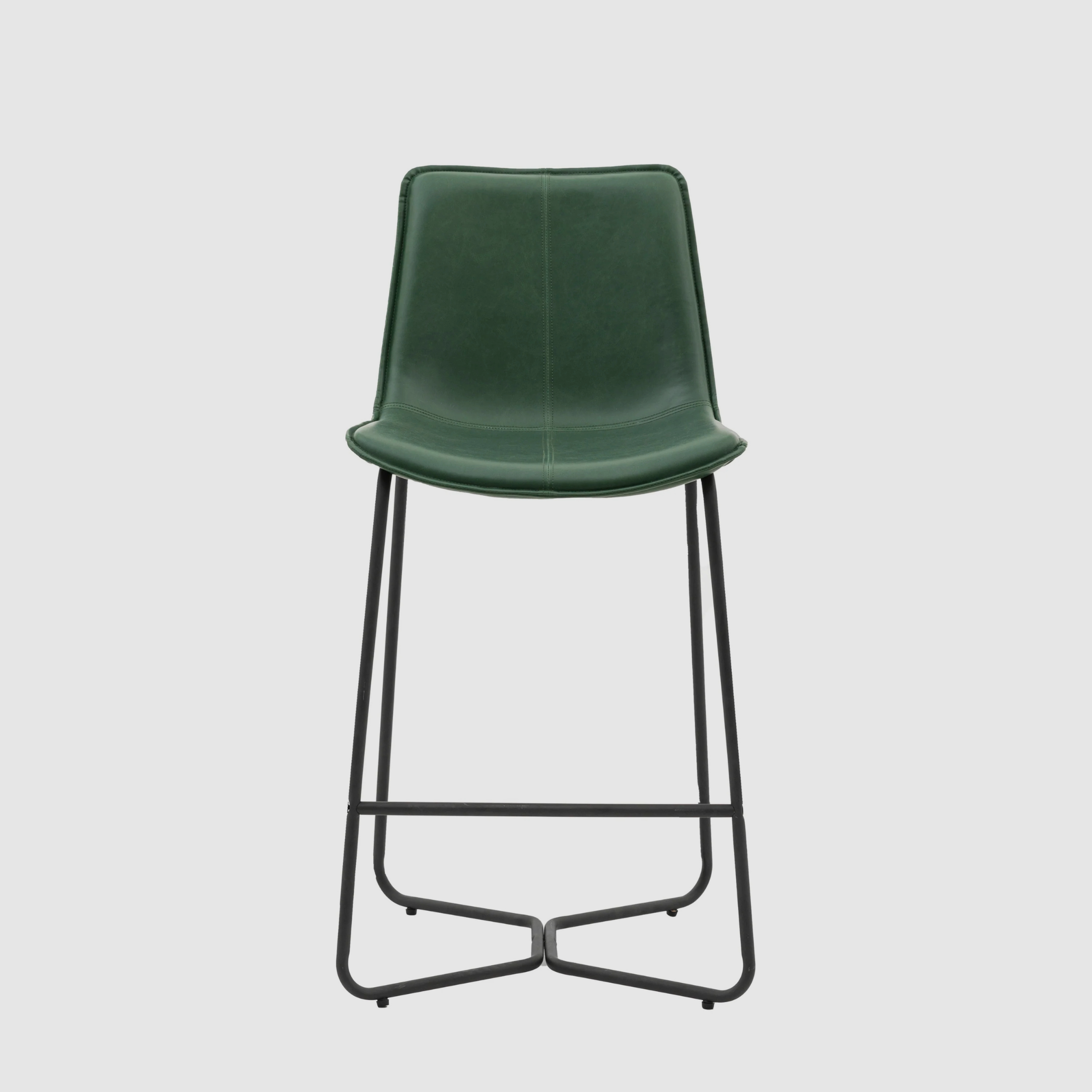 LENNON Bar Stool – Sculpted Simplicity in Forest Green Leather