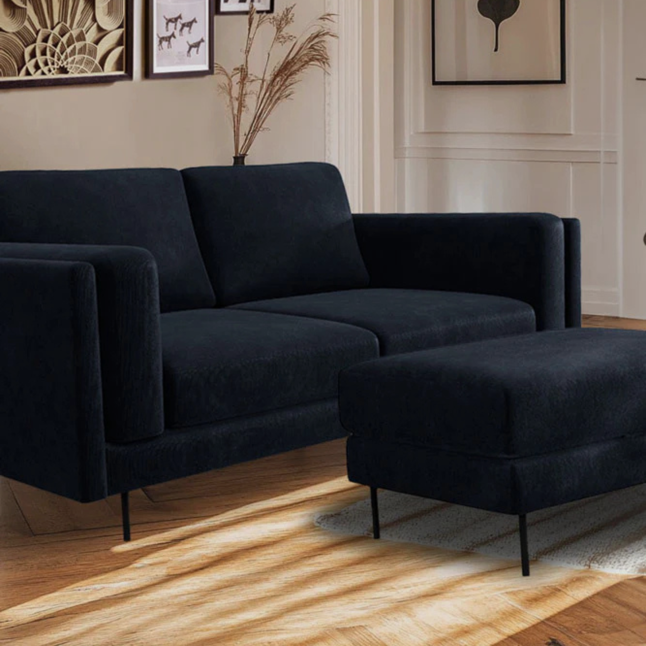 NOIR Corduroy Sofa – Sleek Serenity in Midnight Ink