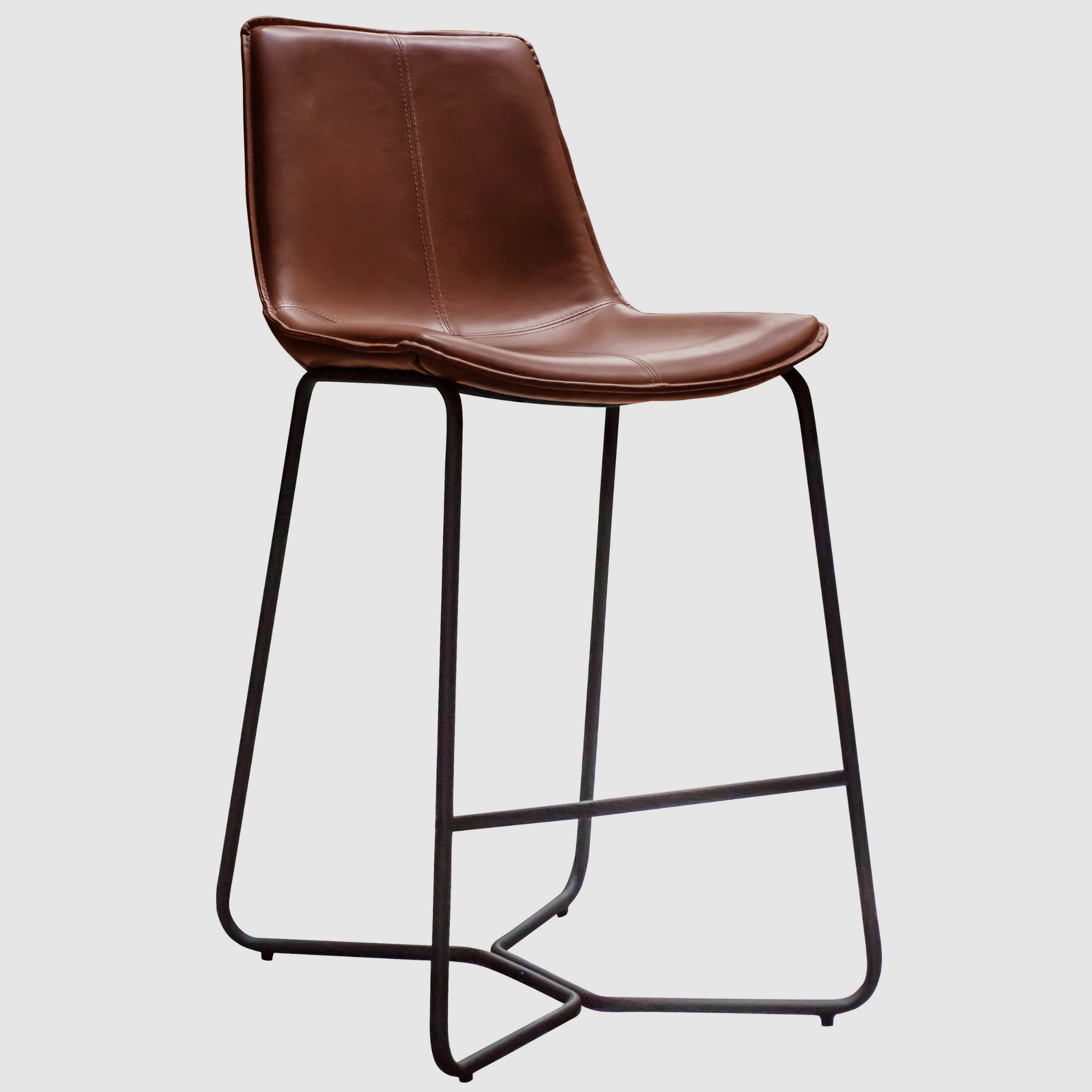 LENNON Bar Stool – Sculpted Simplicity in Saddle Tan Leather