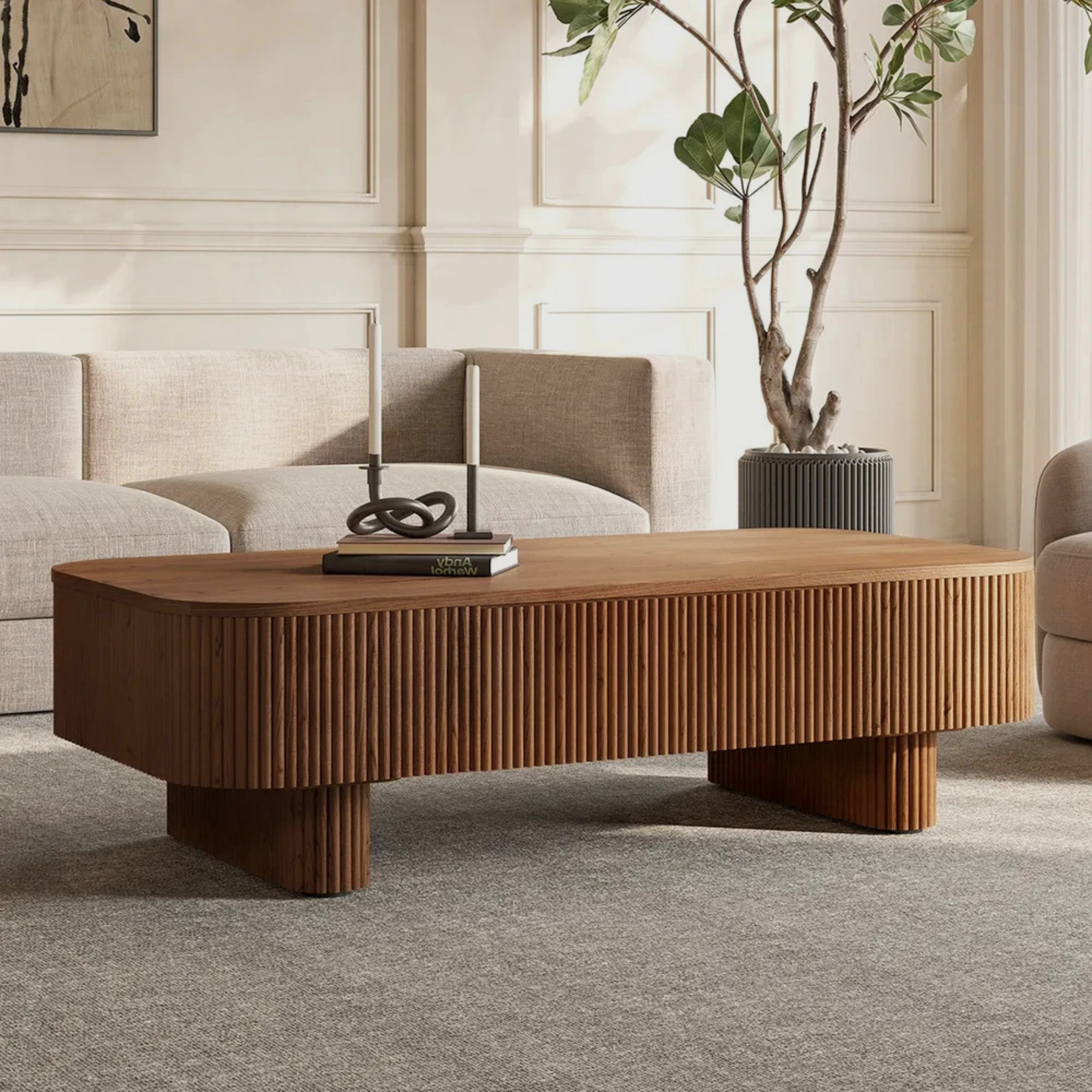 Ruvo Fluted Coffee Table – Bold Texture Meets Soft Curves
