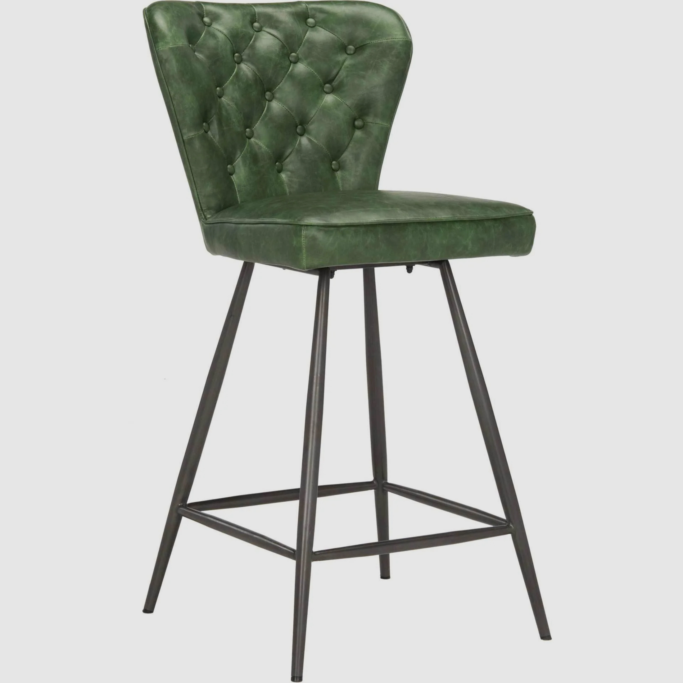 VELDA Bar Stool – Vintage Leather Meets Industrial Poise