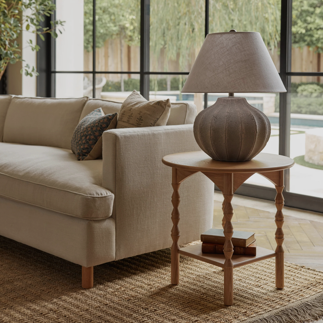 TALORA End Table – Sculpted Silhouette in Natural Wood
