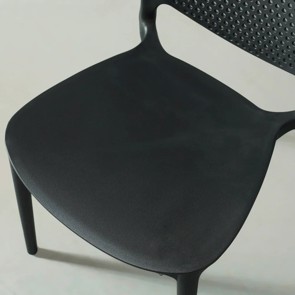 Polka Stackable Dining Chair – UV-Resistant Black Plastic