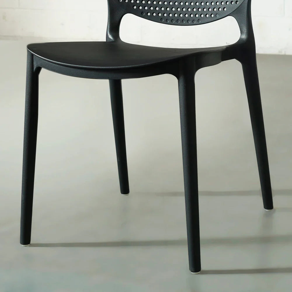 Polka Stackable Dining Chair – UV-Resistant Black Plastic