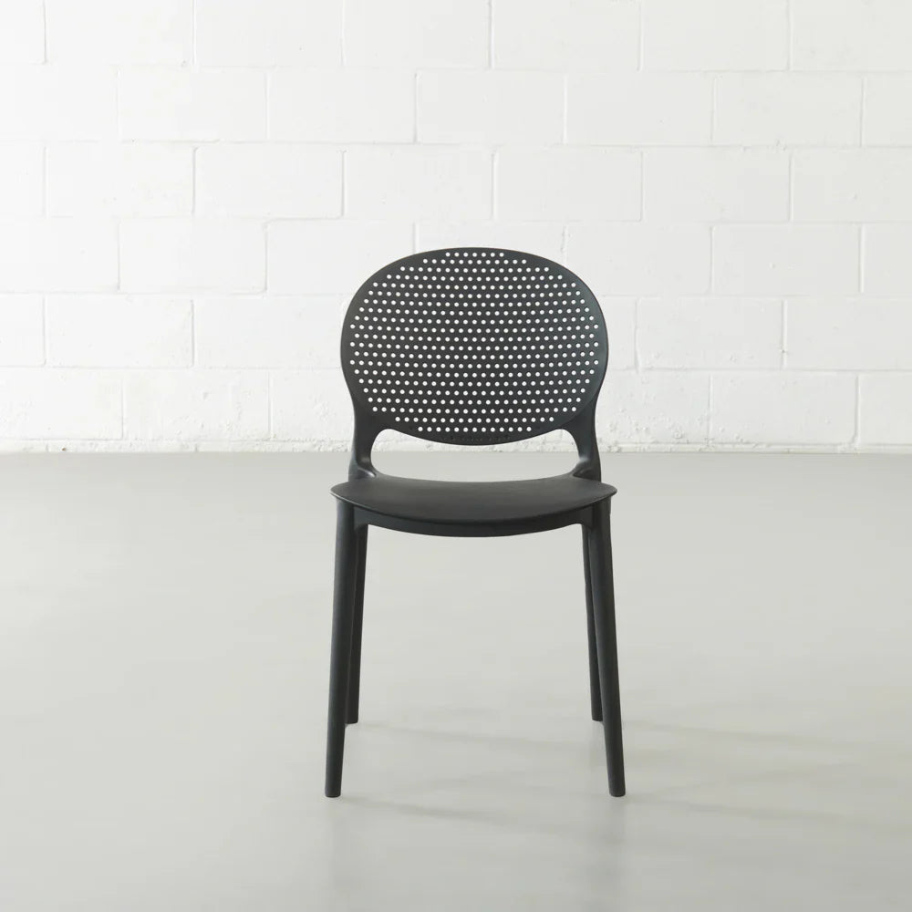 Polka Stackable Dining Chair – UV-Resistant Black Plastic