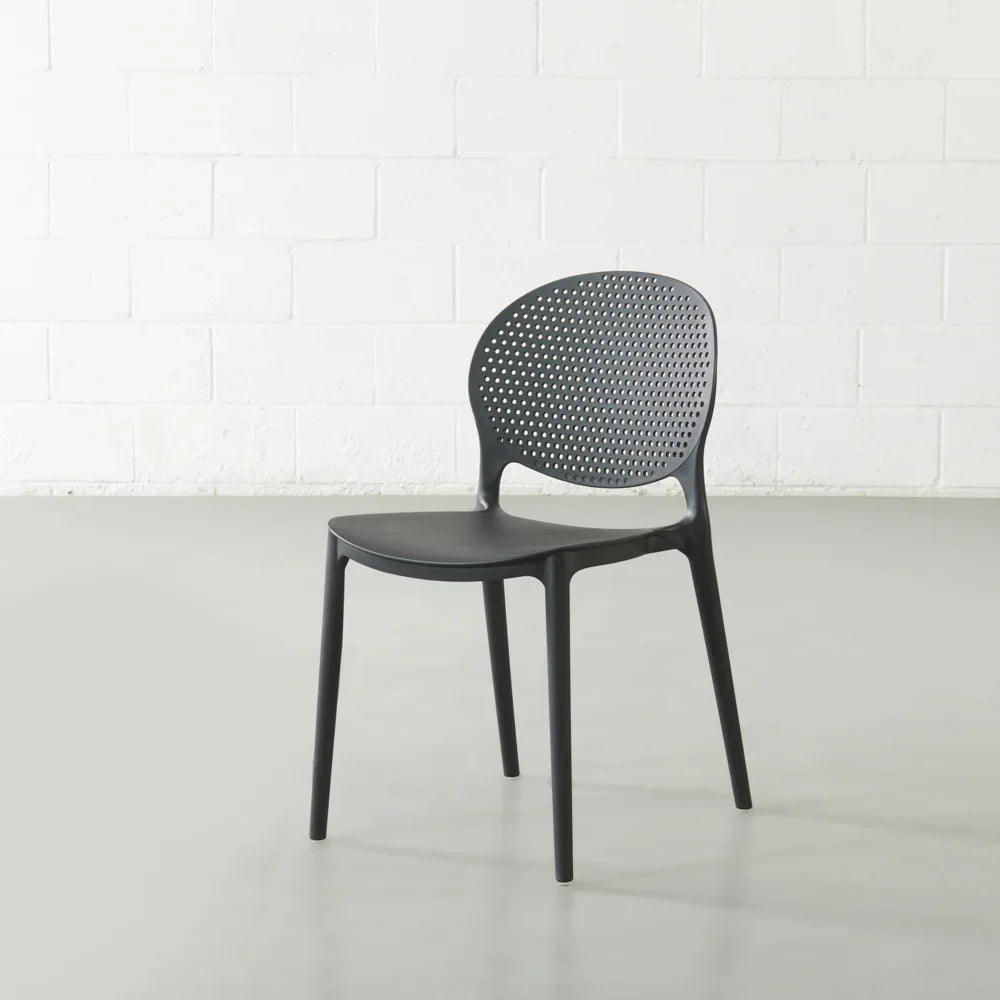 Polka Stackable Dining Chair – UV-Resistant Black Plastic