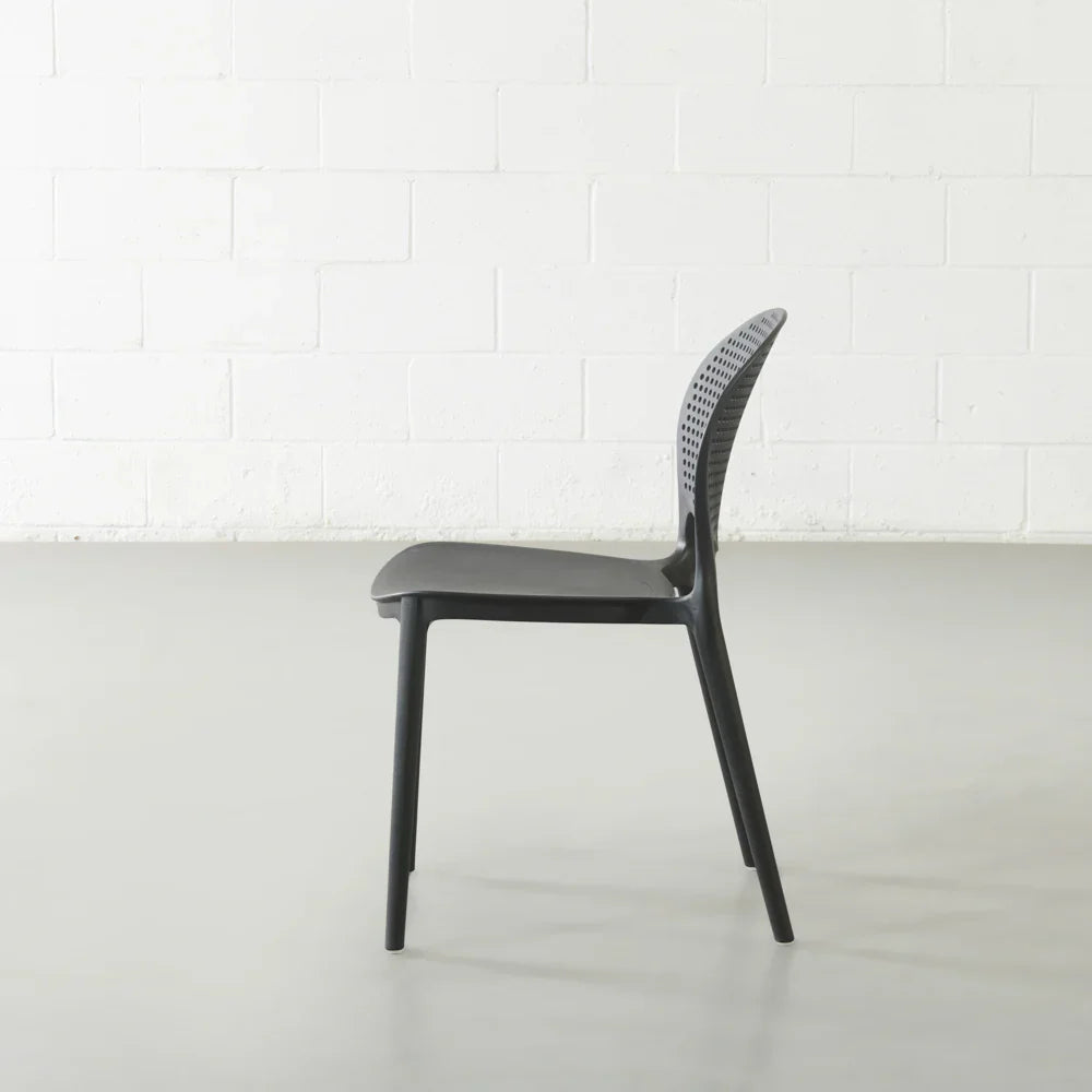 Polka Stackable Dining Chair – UV-Resistant Black Plastic