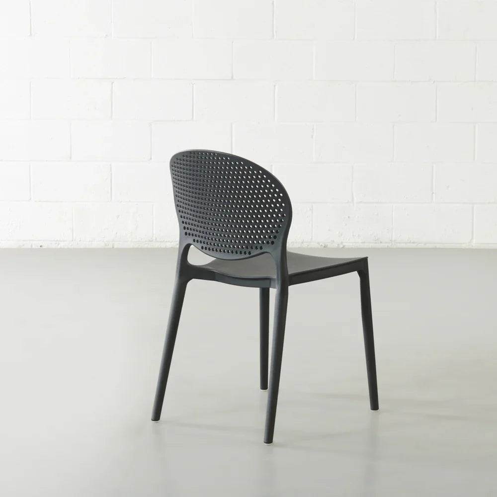Polka Stackable Dining Chair – UV-Resistant Black Plastic