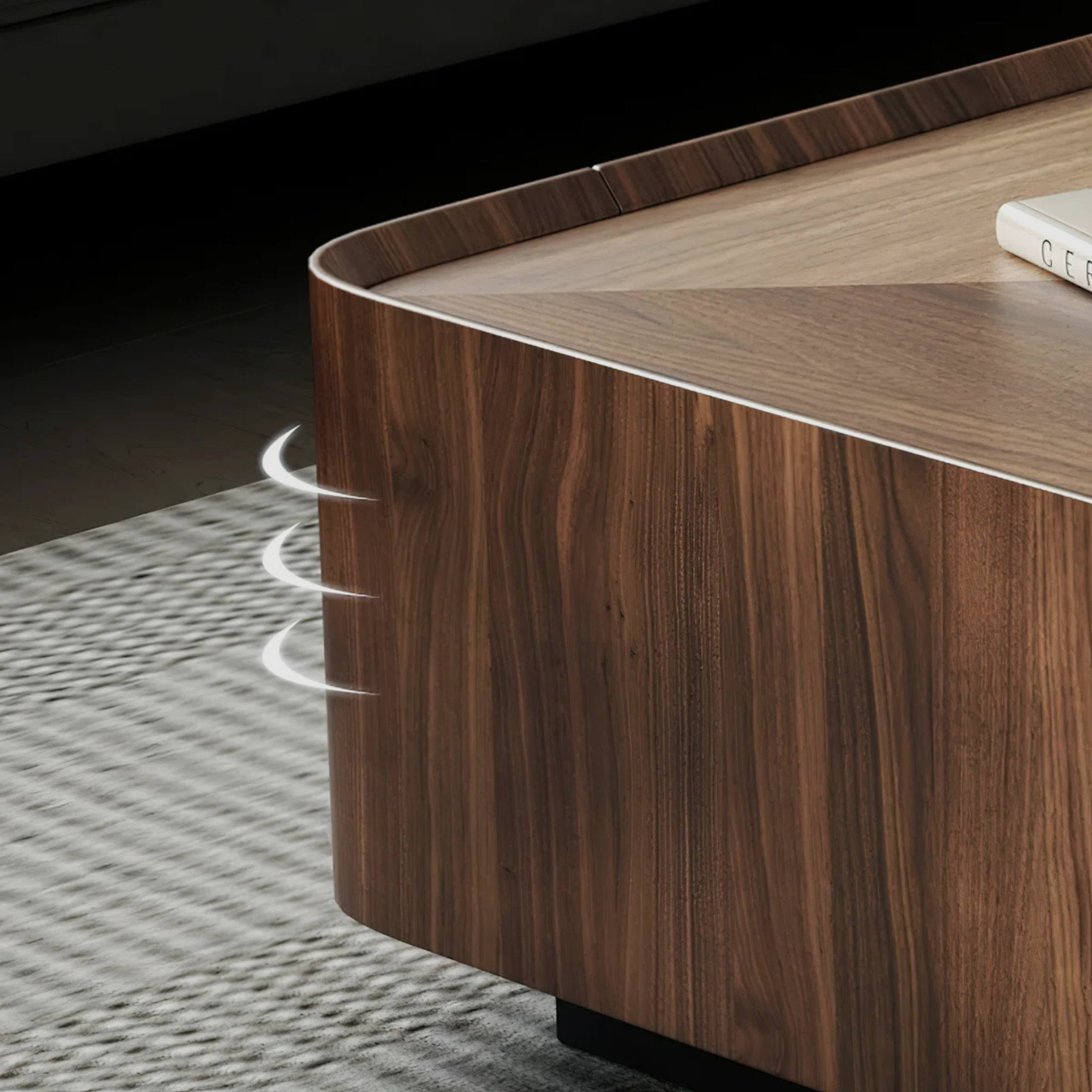 Velmor Coffee Table – Sculpted Warmth in Walnut