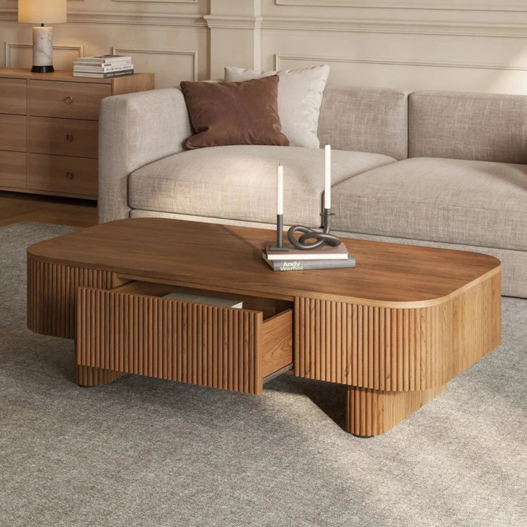 Ruvo Fluted Coffee Table – Bold Texture Meets Soft Curves