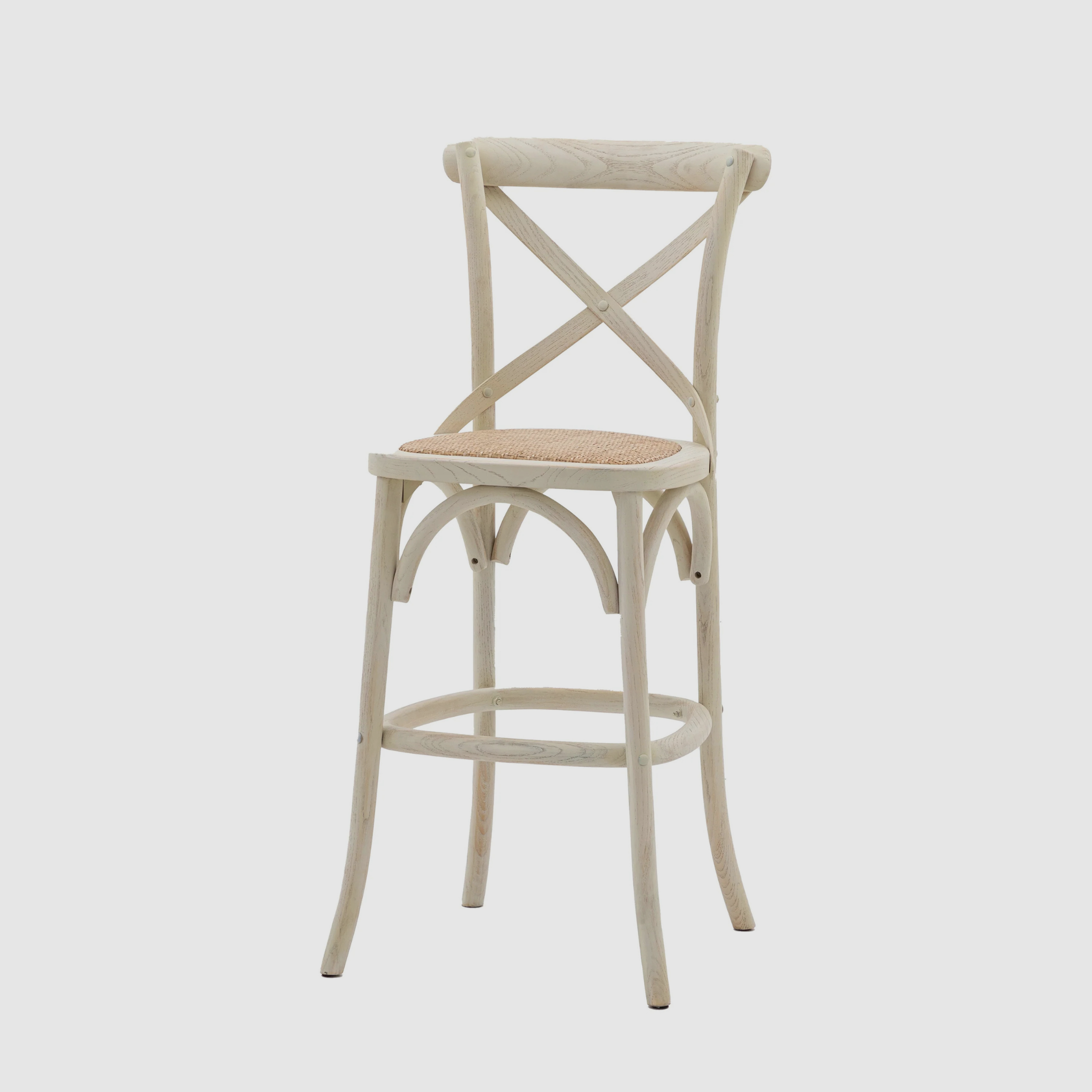 ELDRIDGE Bar Stool – Rustic Grace in Whitewashed Wood