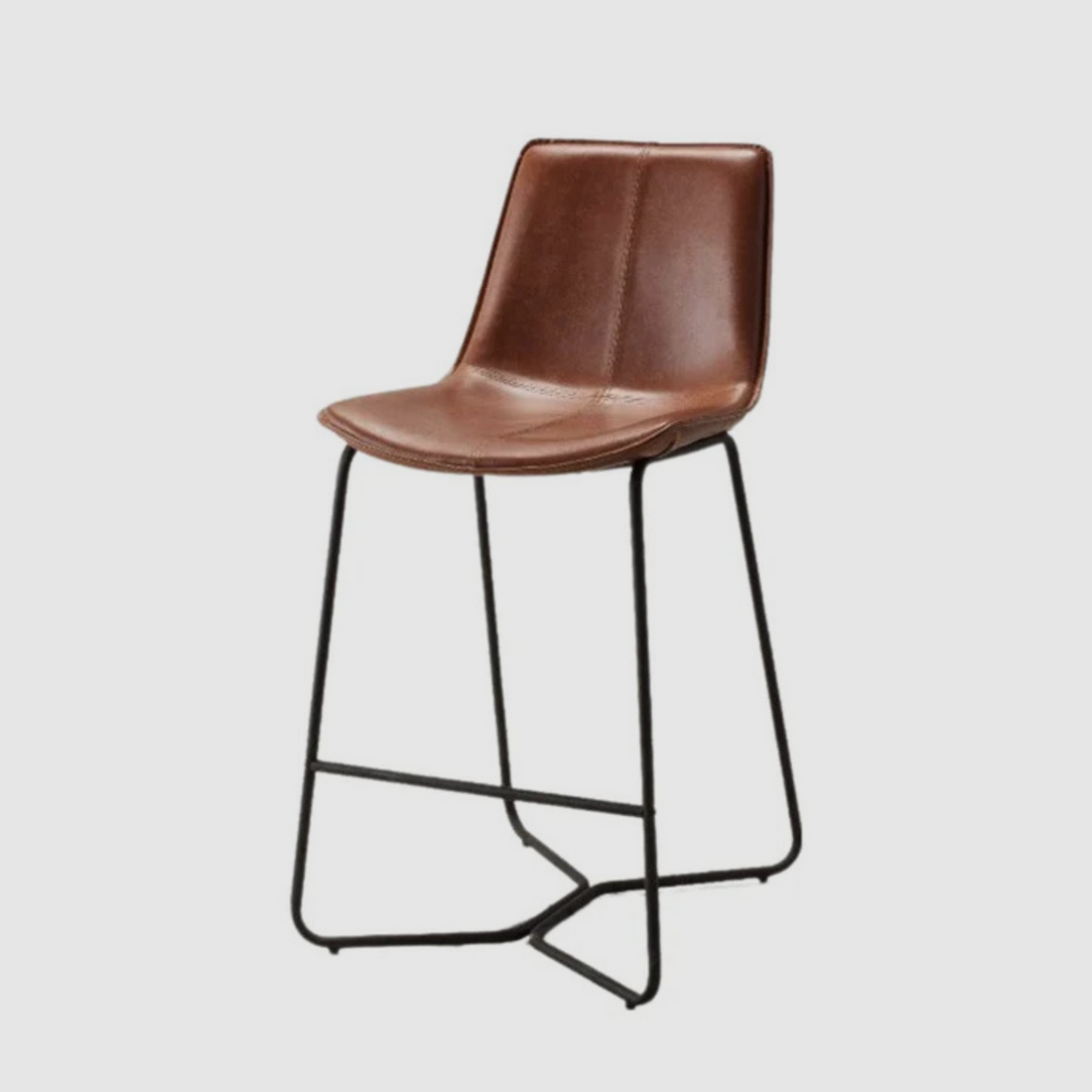 LENNON Bar Stool – Sculpted Simplicity in Saddle Tan Leather