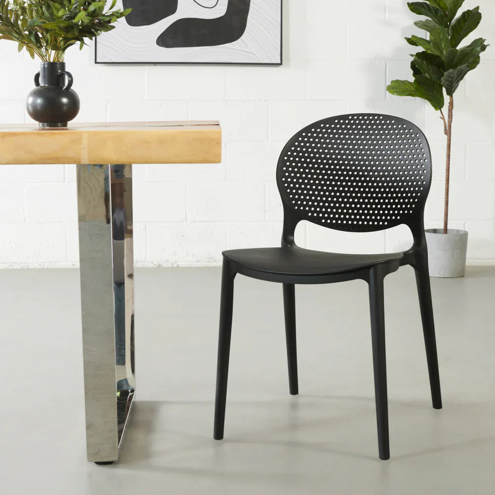 Polka Stackable Dining Chair – UV-Resistant Black Plastic