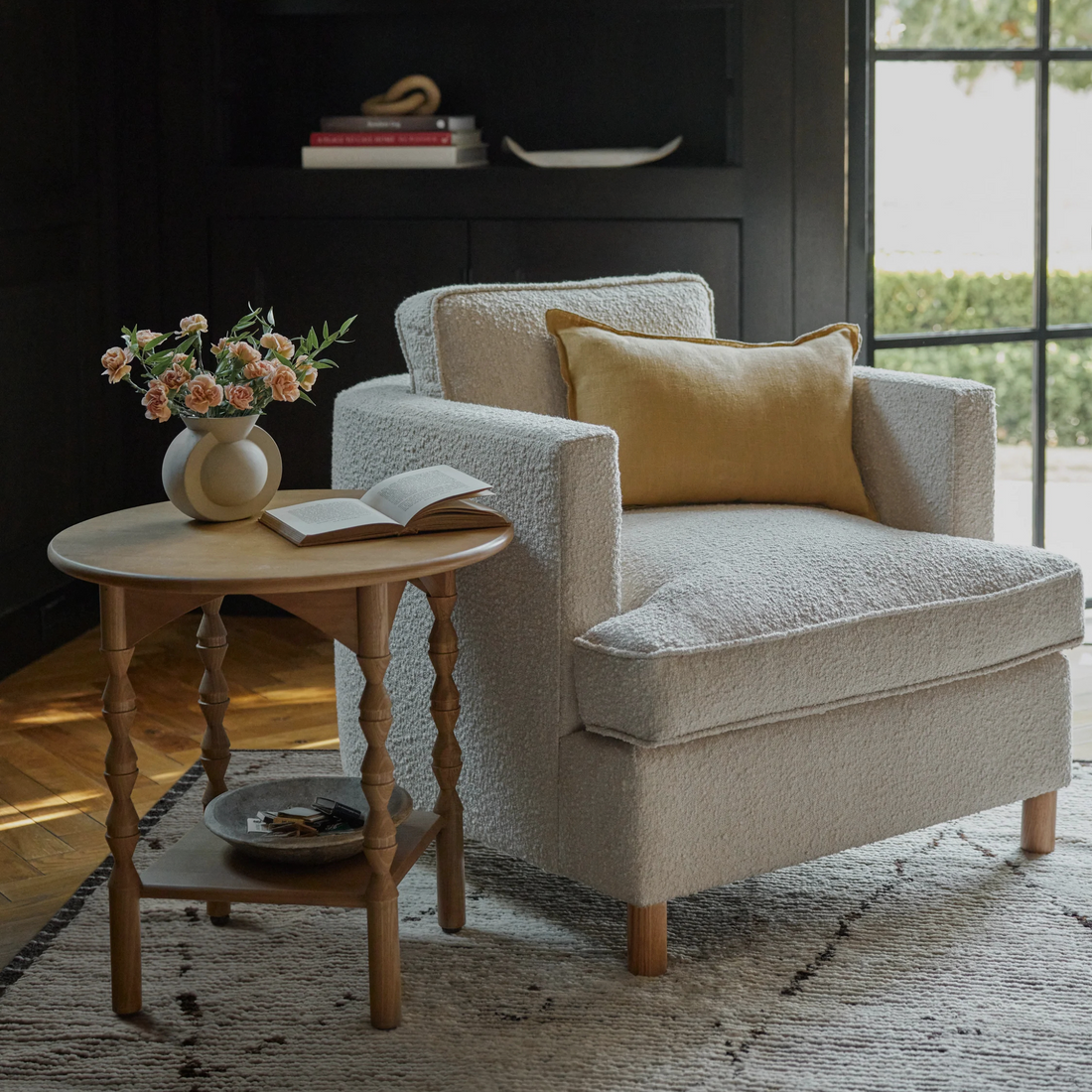 TALORA End Table – Sculpted Silhouette in Natural Wood