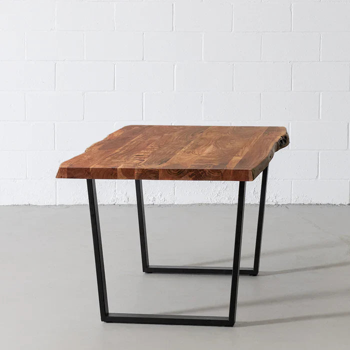 Ridge Acacia Live Edge Table – Natural Grain with Black U-Legs