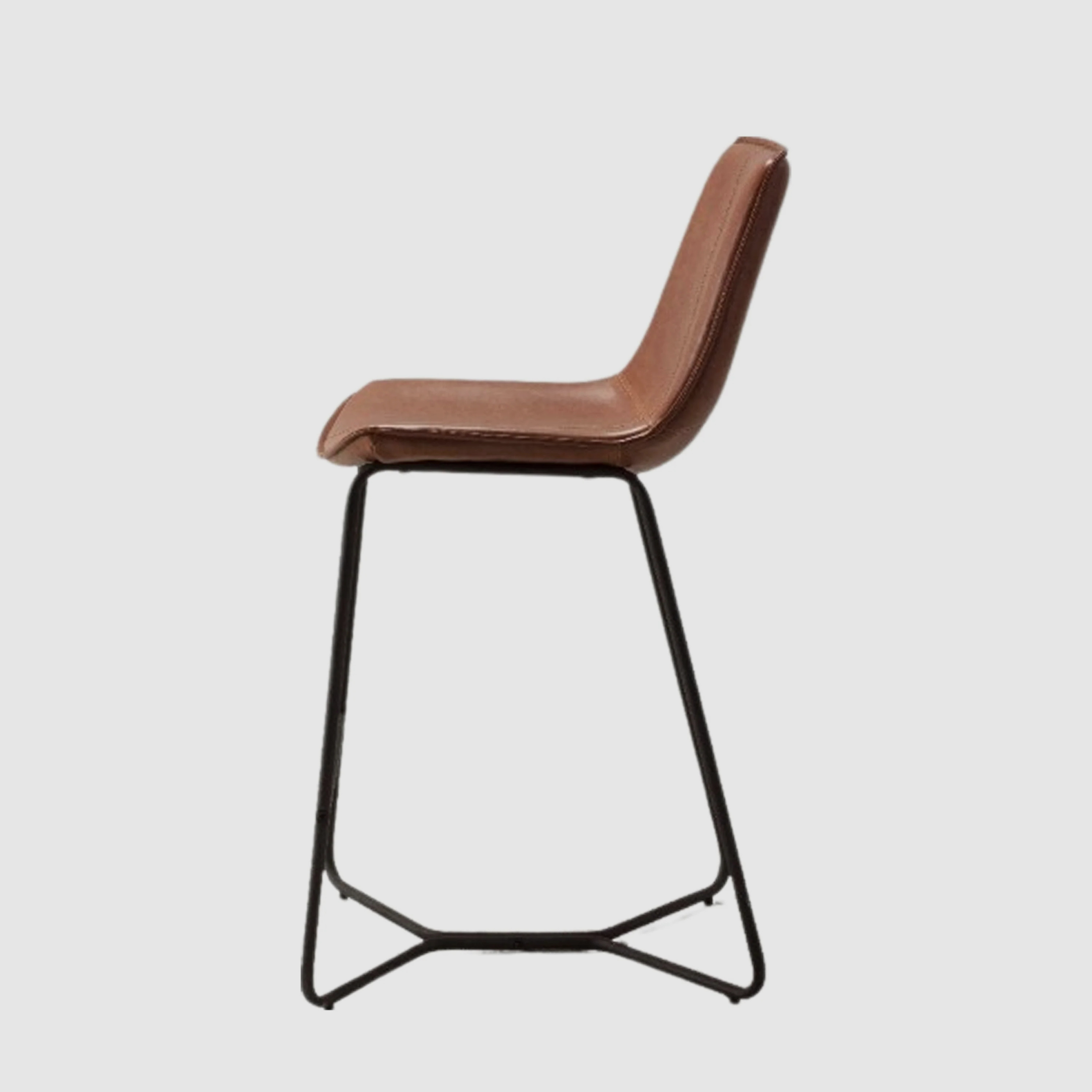 LENNON Bar Stool – Sculpted Simplicity in Saddle Tan Leather